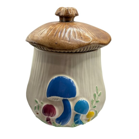 Vintage Handcrafted Ceramic Mushroom Cookie Jar With Lid - Picture 1 of 6